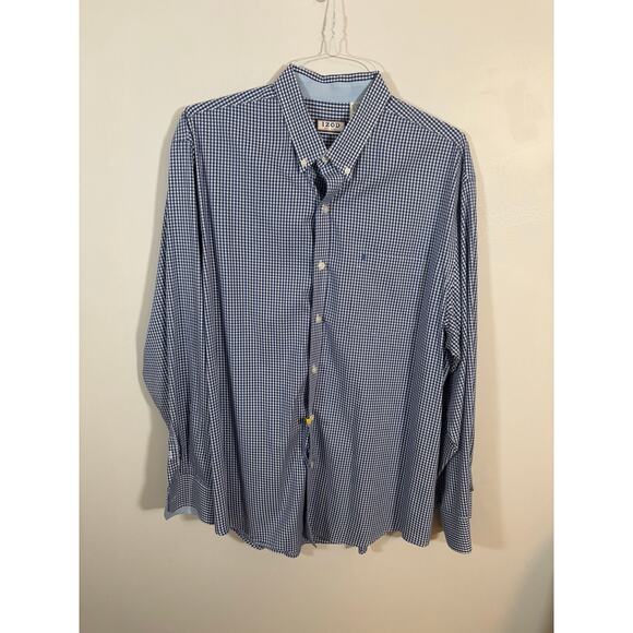 IZOD Blue Gingham Check Button Down Shirt Men’s XL Long Sleeve Casual - Picture 1 of 4